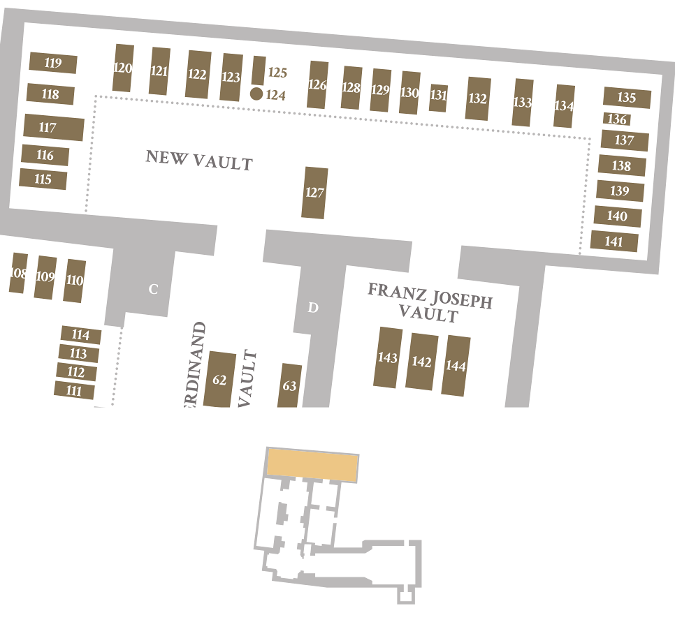 Excerpt from the map of the Capuchin Crypt – New Vault. Click to enlarge the map.