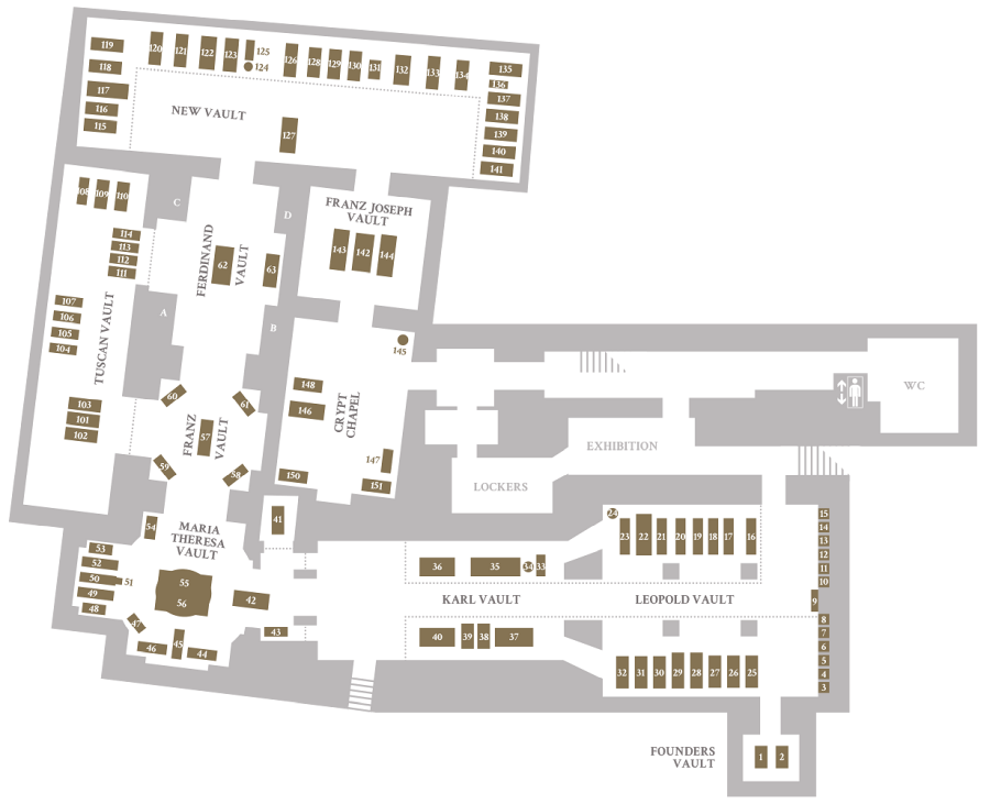 Map of the Capuchins Crypt.