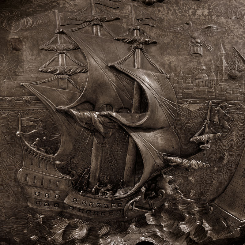 Schiffsdarstellung auf dem Sarkophag von Elisabeth Christine (Nr. 36).